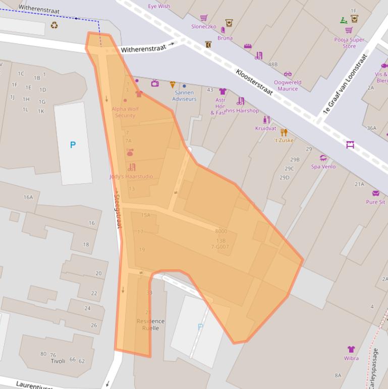 Kaart van postcodegebied 5921GJ.