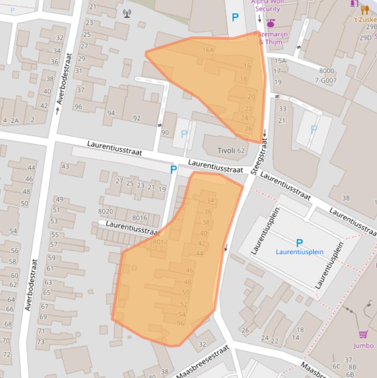 Kaart van postcodegebied 5921GL.