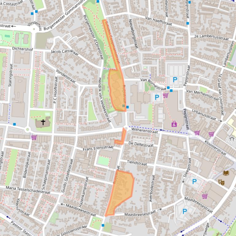 Kaart van postcodegebied 5921VK.