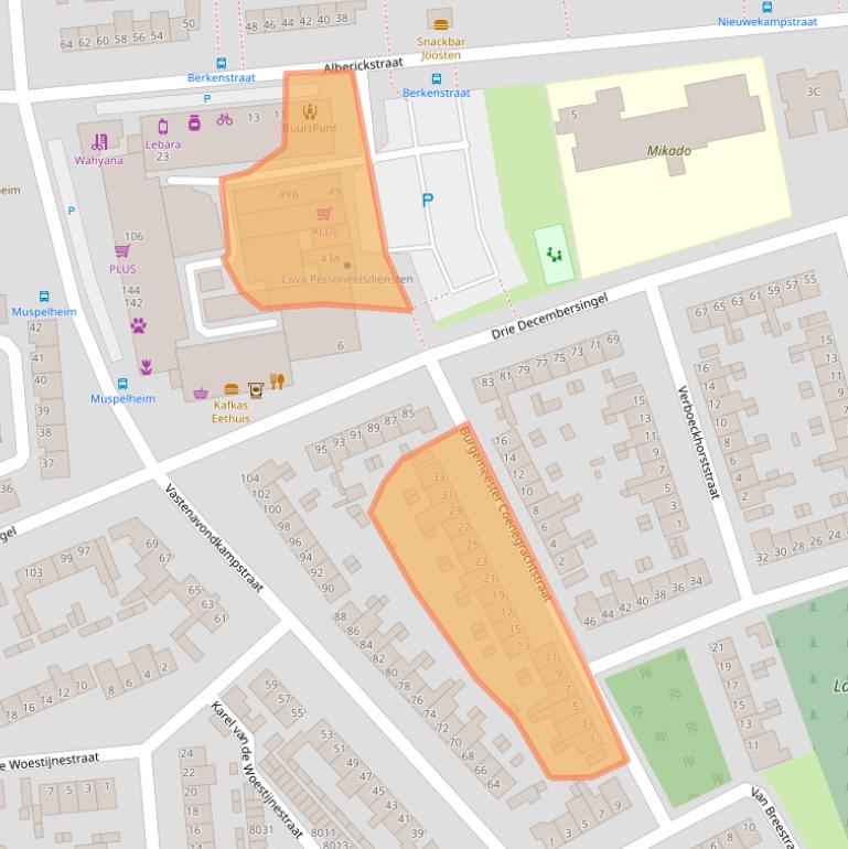 Kaart van postcodegebied 5922BJ.