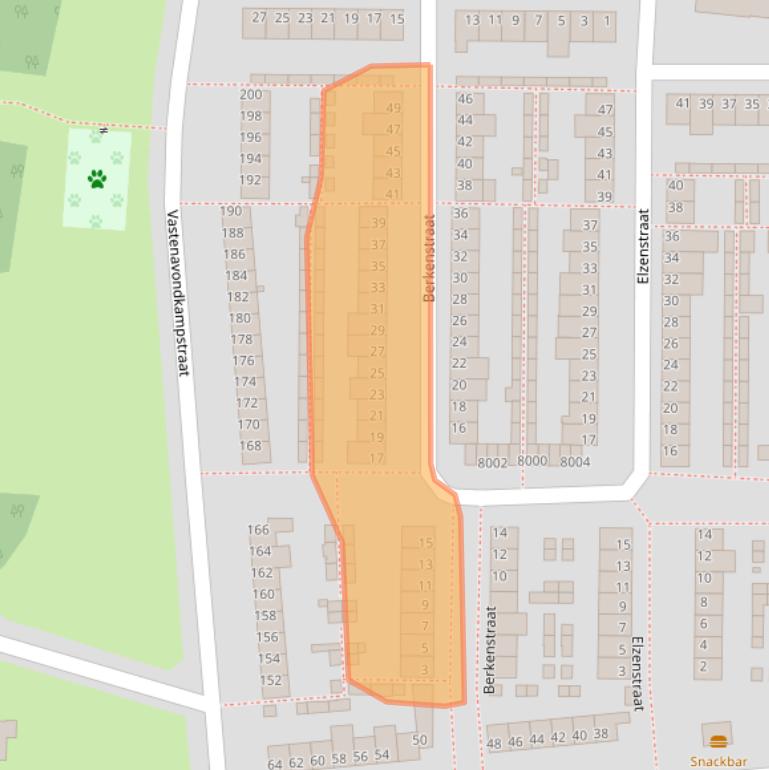 Kaart van postcodegebied 5922CK.