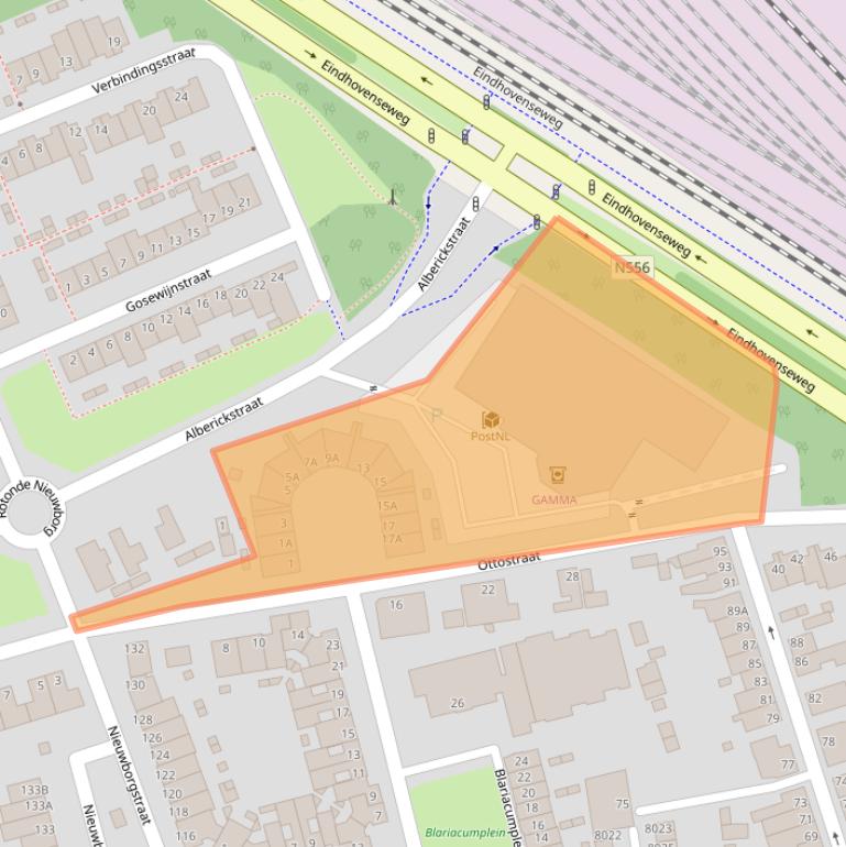 Kaart van postcodegebied 5922VS.