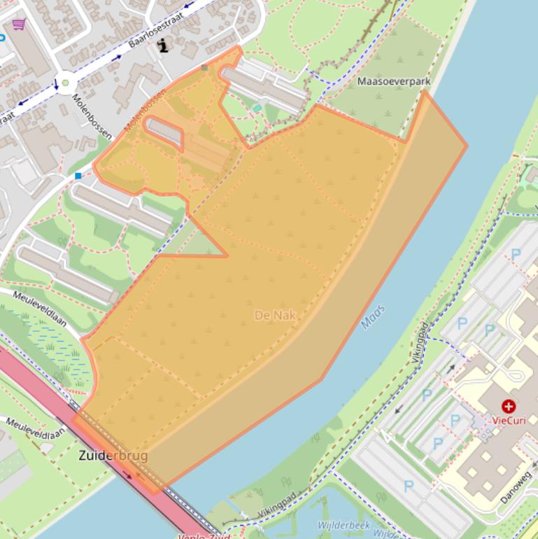 Kaart van postcodegebied 5923AC.