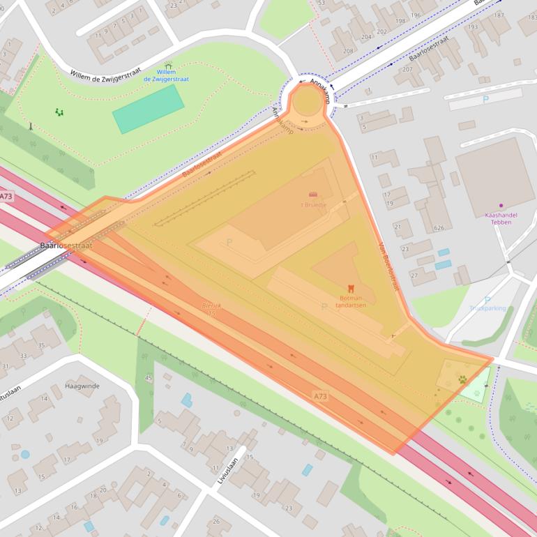 Kaart van postcodegebied 5923AL.