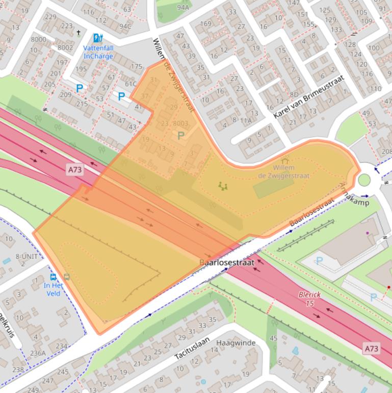 Kaart van postcodegebied 5923EA.