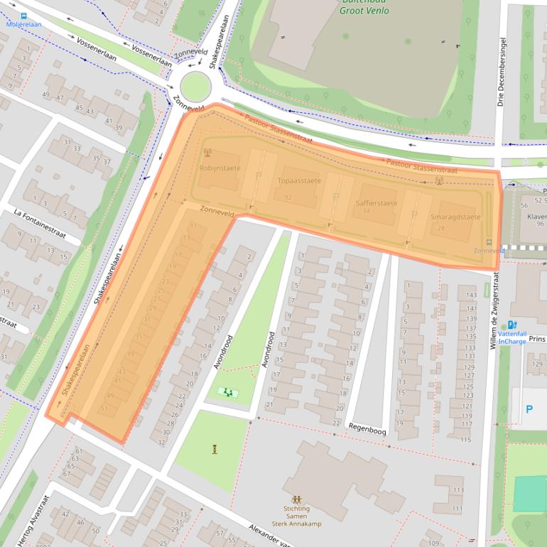 Kaart van postcodegebied 5923KW.