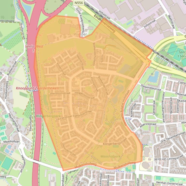 Kaart van postcodegebied 5925.