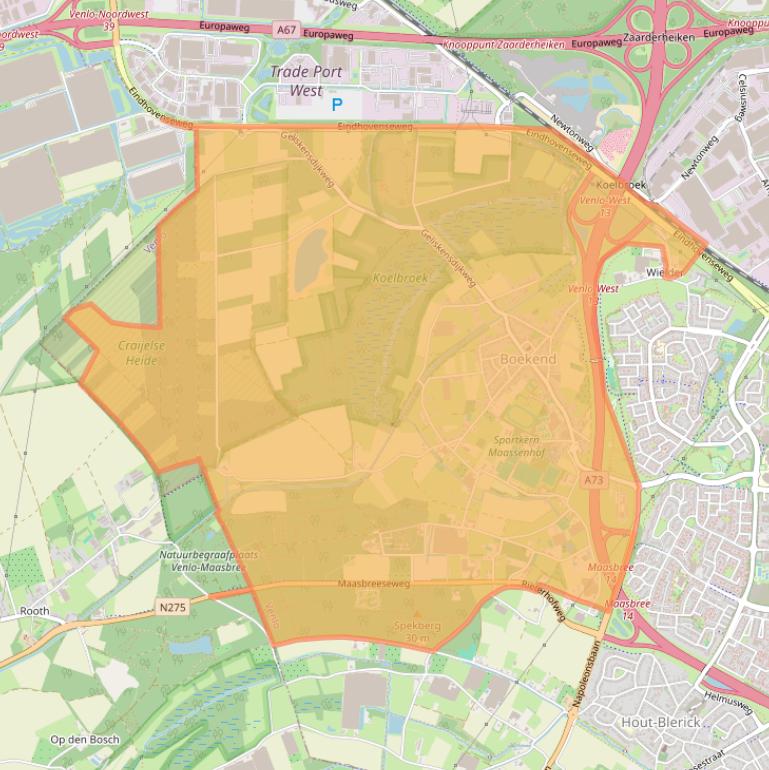 Kaart van postcodegebied 5927.