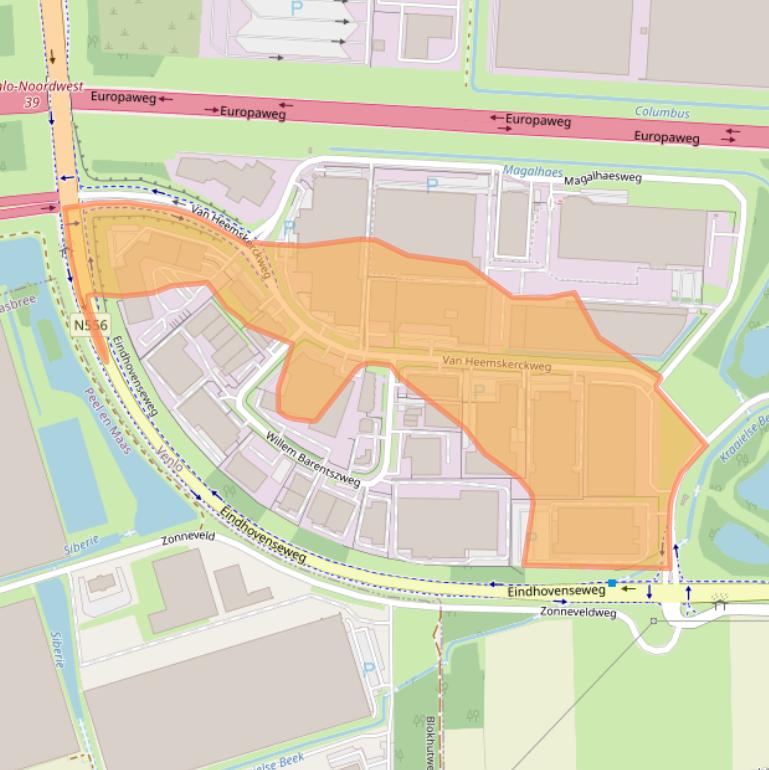 Kaart van postcodegebied 5928LL.