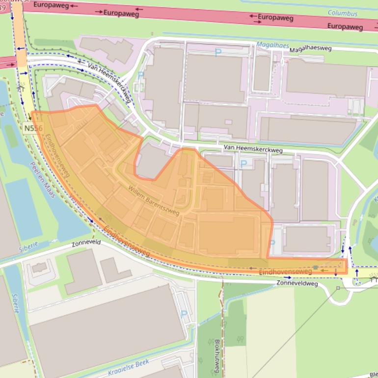 Kaart van postcodegebied 5928LM.