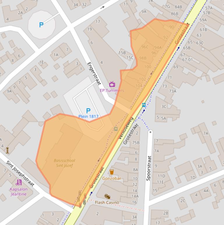 Kaart van postcodegebied 5931CZ.