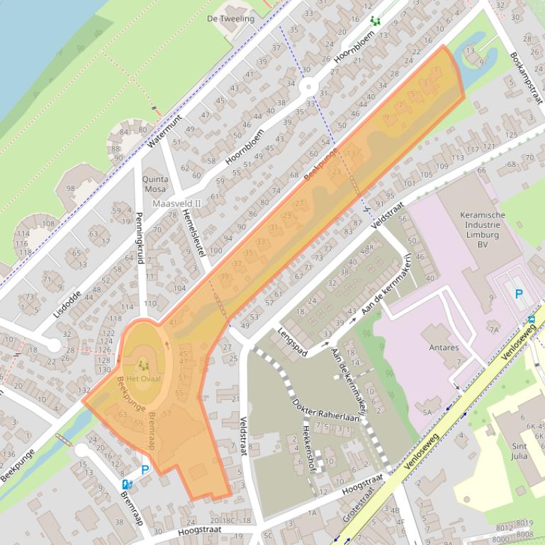 Kaart van postcodegebied 5931DP.