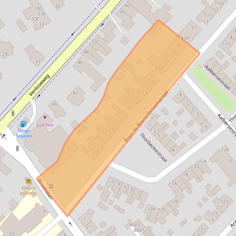 Kaart van postcodegebied 5931HA.