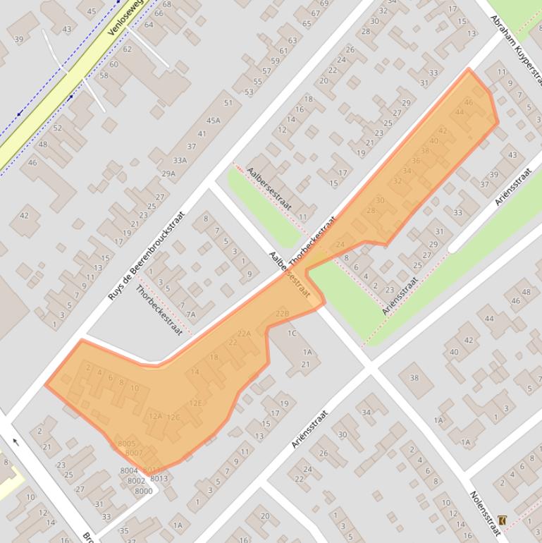 Kaart van postcodegebied 5931HK.