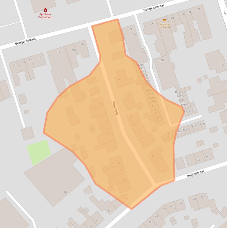 Kaart van postcodegebied 5931NH.