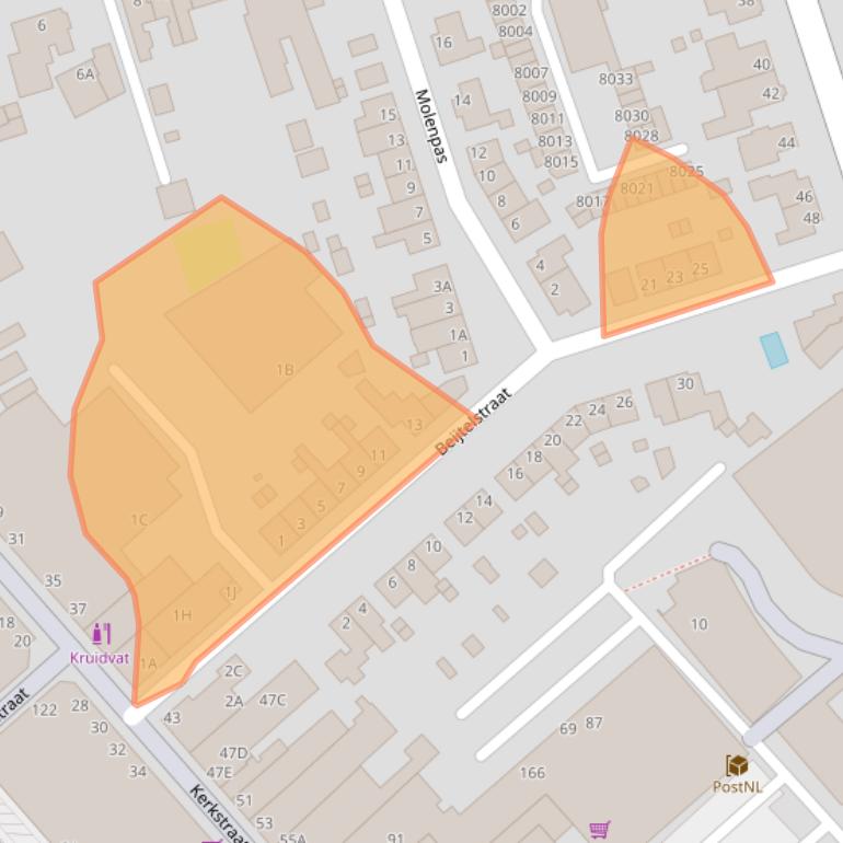 Kaart van postcodegebied 5931NJ.