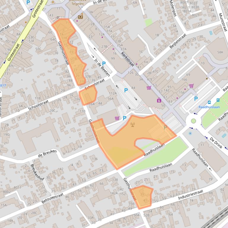 Kaart van postcodegebied 5931NT.