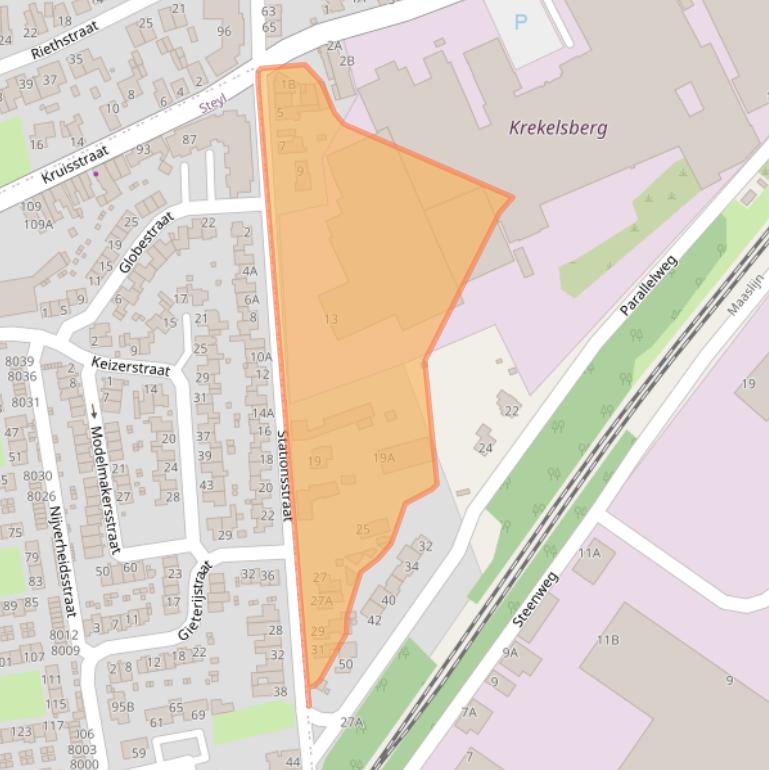 Kaart van postcodegebied 5931PN.