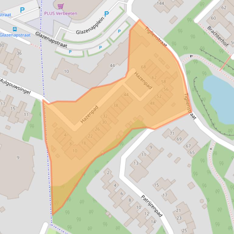 Kaart van postcodegebied 5932TN.