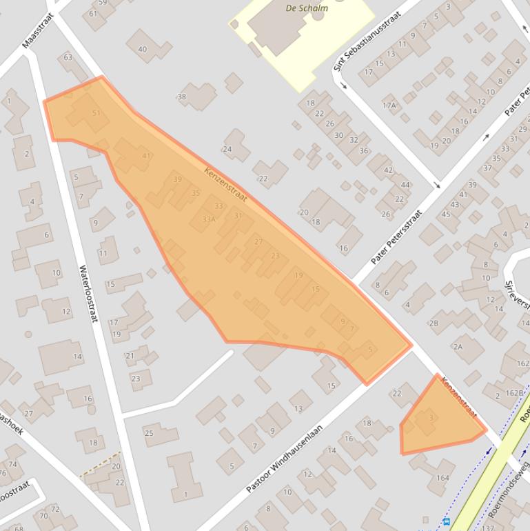 Kaart van postcodegebied 5935BA.