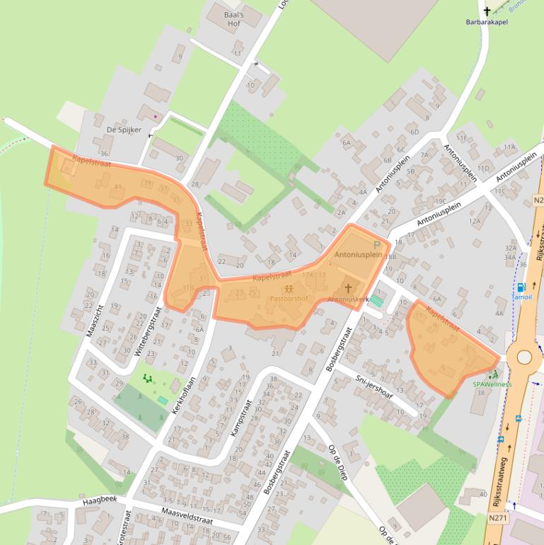 Kaart van postcodegebied 5943AE.