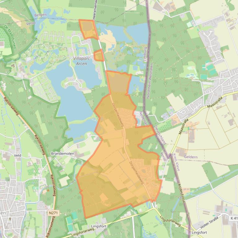 Kaart van postcodegebied 5944NK.