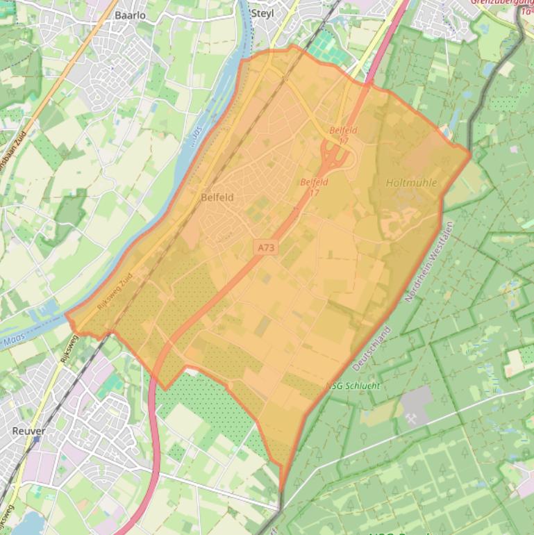 Kaart van postcodegebied 5951.