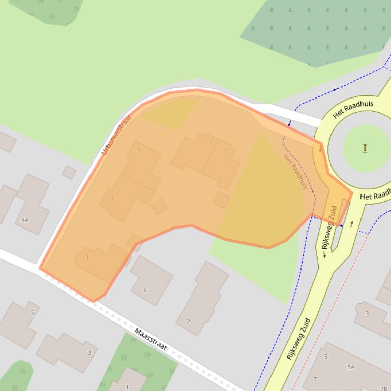 Kaart van postcodegebied 5951AK.