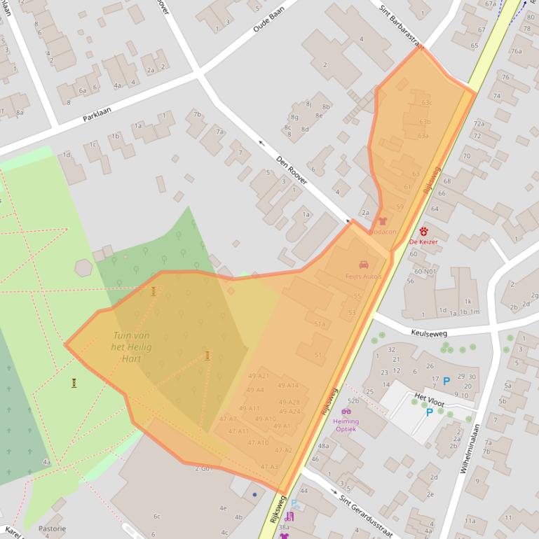 Kaart van postcodegebied 5953AB.