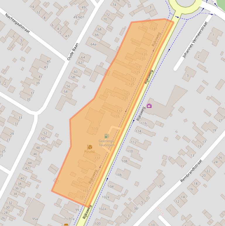 Kaart van postcodegebied 5953AD.