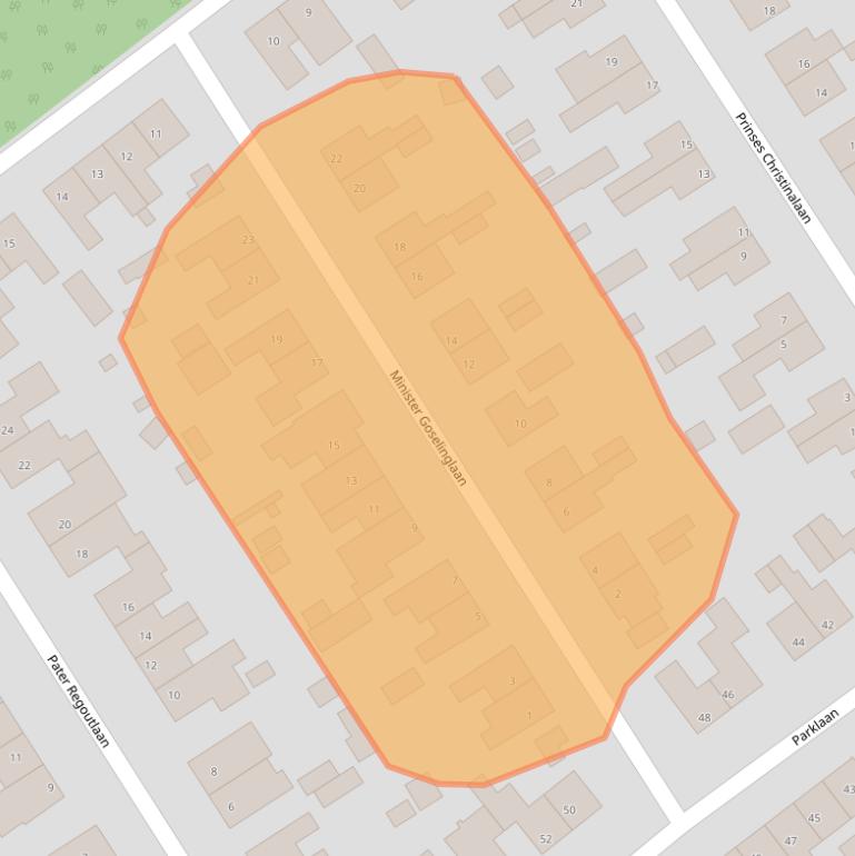 Kaart van postcodegebied 5953CC.