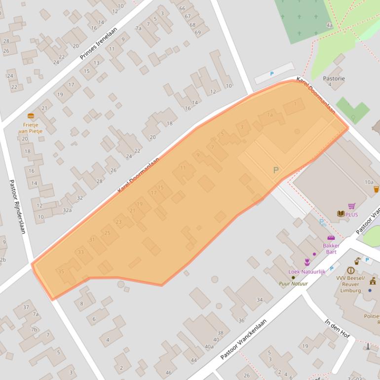 Kaart van postcodegebied 5953EJ.