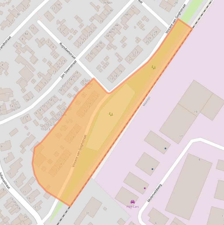 Kaart van postcodegebied 5953JD.