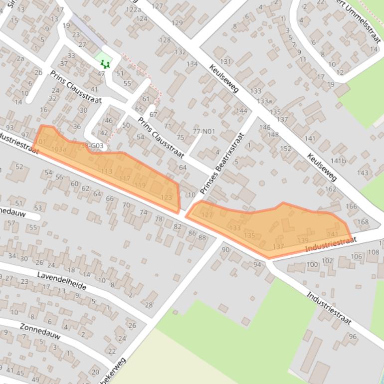 Kaart van postcodegebied 5953LW.