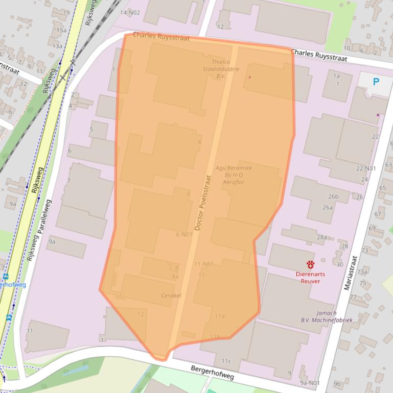 Kaart van postcodegebied 5953NP.