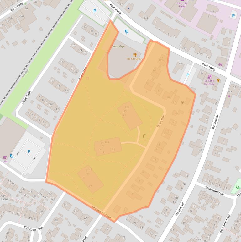 Kaart van postcodegebied 5953PB.