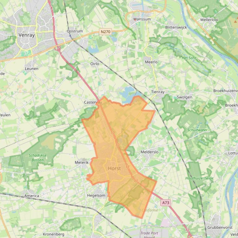 Kaart van postcodegebied 5961.