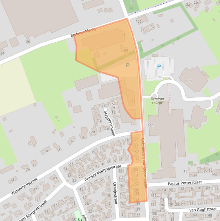 Kaart van postcodegebied 5961BB.