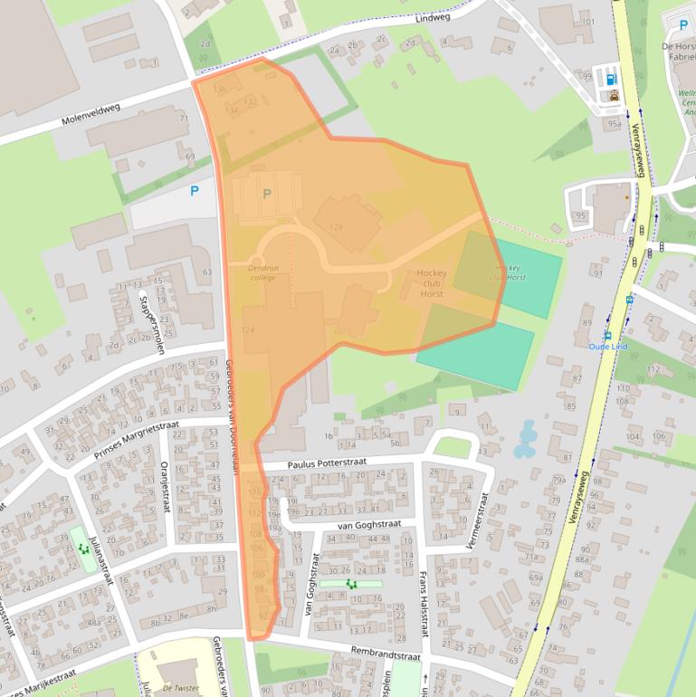 Kaart van postcodegebied 5961BE.