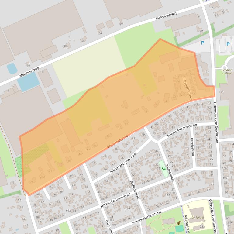 Kaart van postcodegebied 5961BJ.