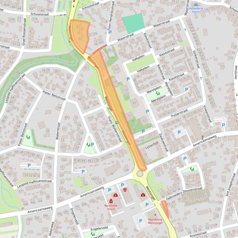 Kaart van postcodegebied 5961DD.