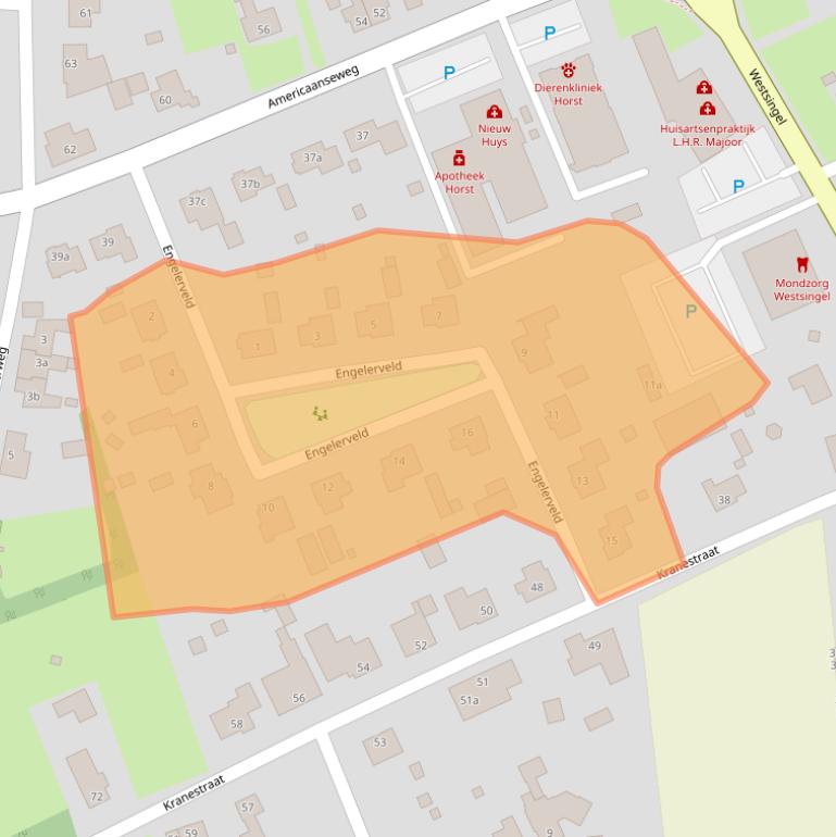 Kaart van postcodegebied 5961DP.