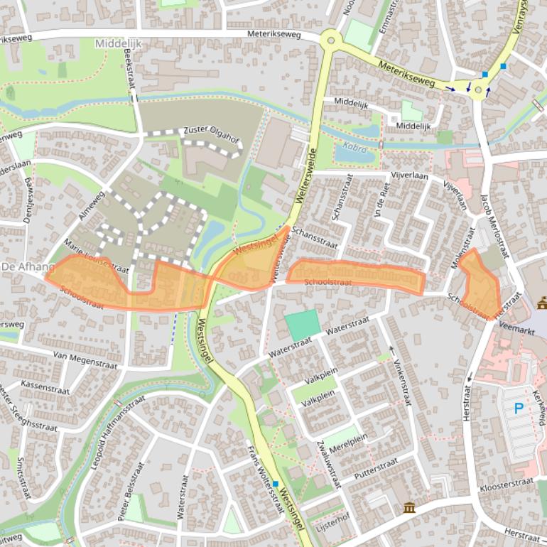 Kaart van postcodegebied 5961EH.