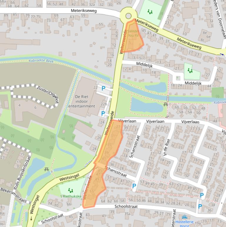 Kaart van postcodegebied 5961EK.