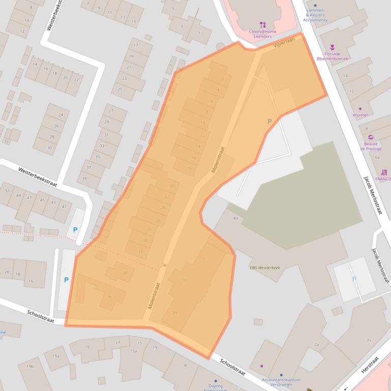 Kaart van postcodegebied 5961EP.