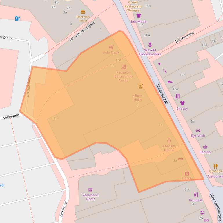 Kaart van postcodegebied 5961ET.