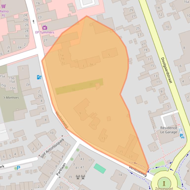 Kaart van postcodegebied 5961JA.