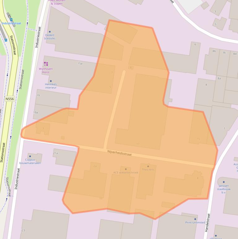 Kaart van postcodegebied 5961PJ.