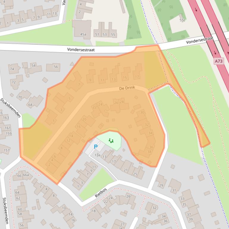 Kaart van postcodegebied 5961RA.