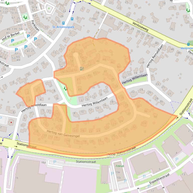 Kaart van postcodegebied 5961TB.